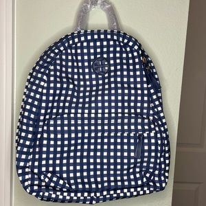 ✴️ NWT TORY BURCH ELLA PLAID ROYAL NAVY BLUE WHITE BACKPACK NYLON CHECK IN